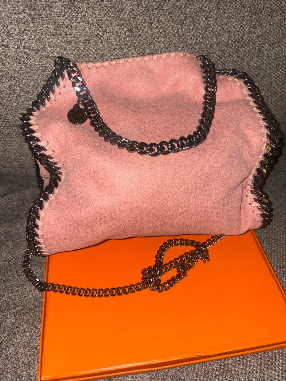 Stella McCartney Blush Pink Suede-Look Chain Shoulder Bag mini - Picture 8 of 15